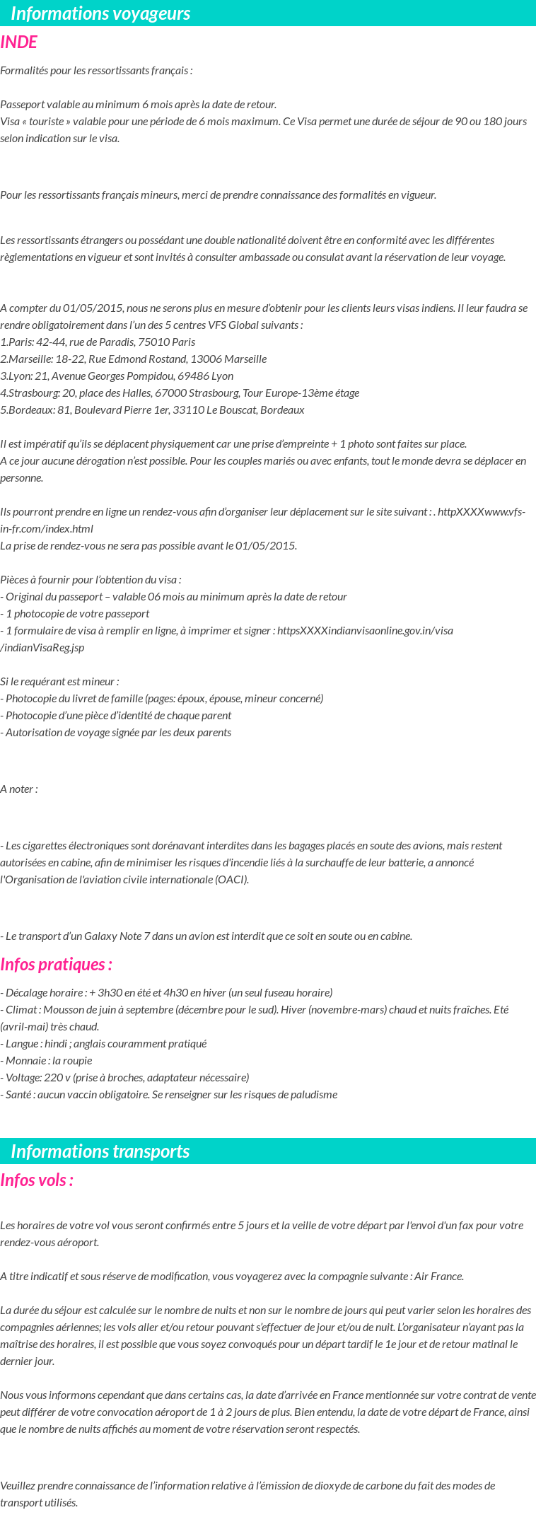 Formalités et infos voyageurs
