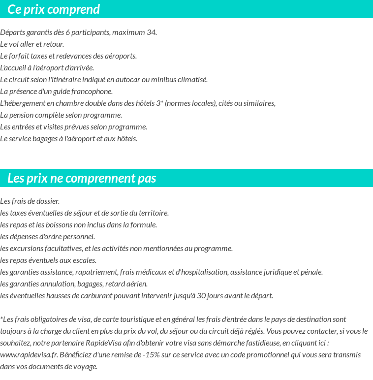 Conditions tarifaires