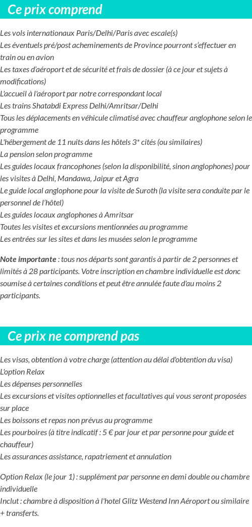 Conditions tarifaires