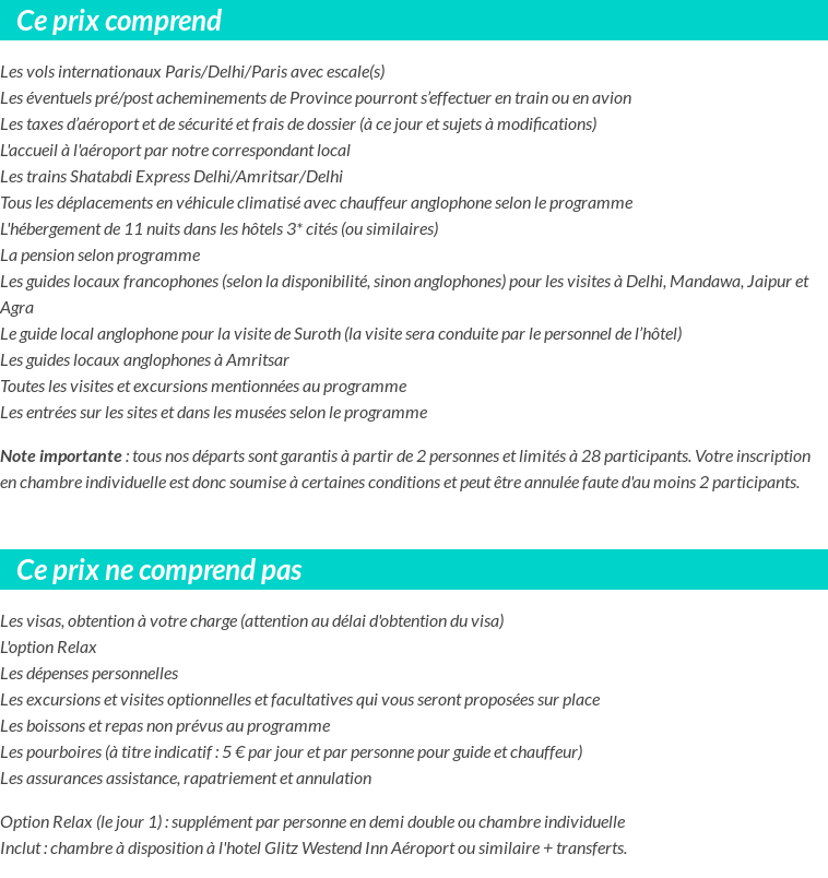 Conditions tarifaires