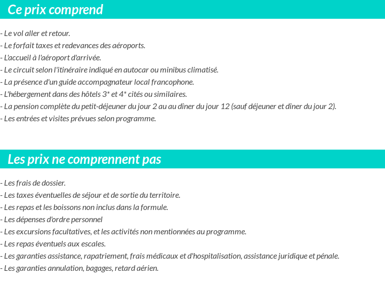Conditions tarifaires