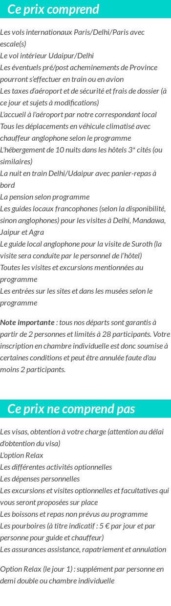 Conditions tarifaires