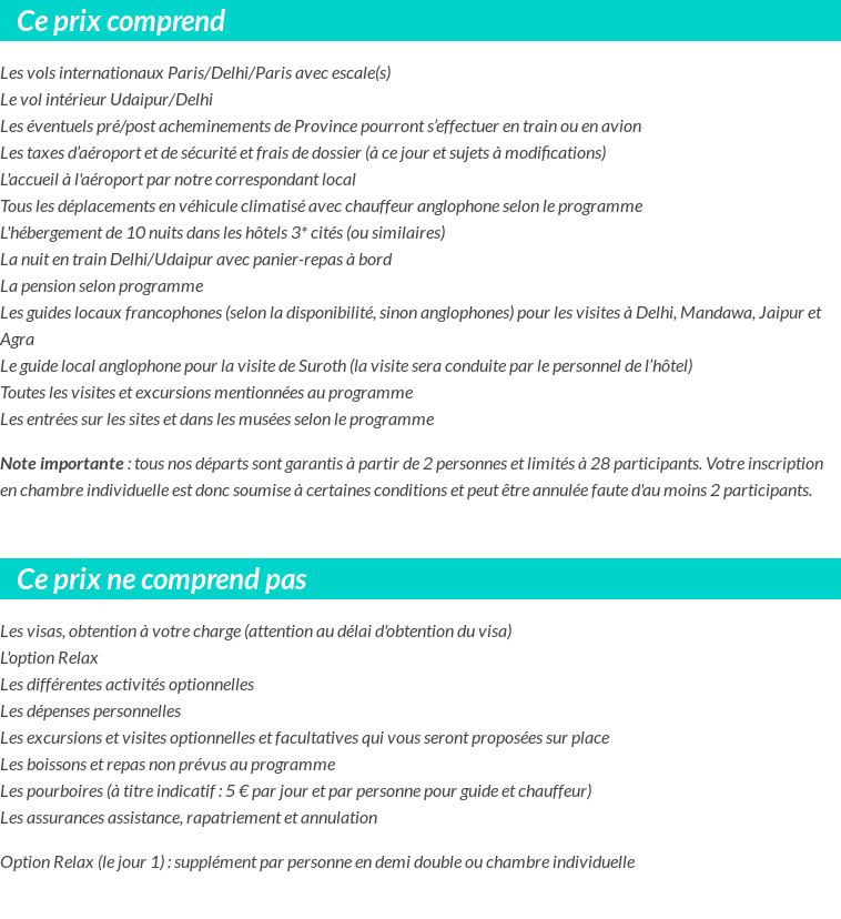 Conditions tarifaires