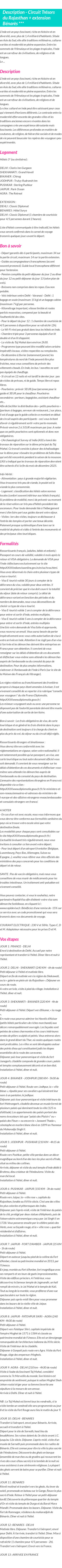 Détails du séjour