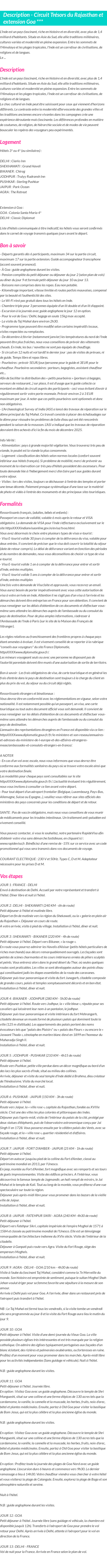 Détails du séjour