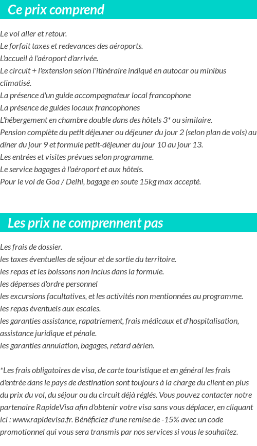 Conditions tarifaires