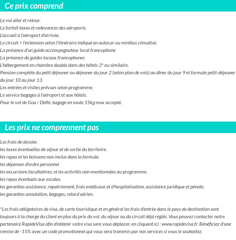 Conditions tarifaires