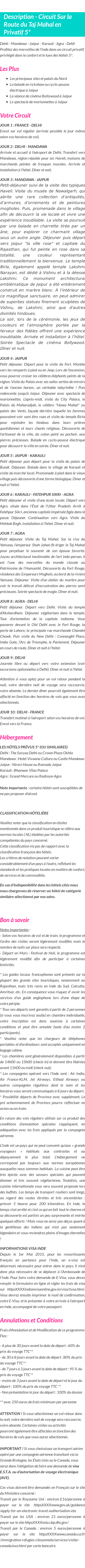 Détails du séjour