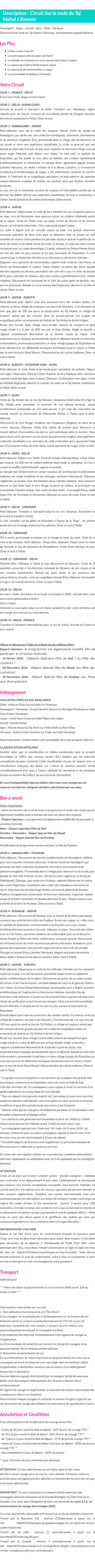 Détails du séjour