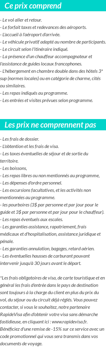 Conditions tarifaires