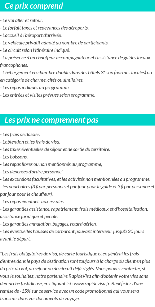 Conditions tarifaires