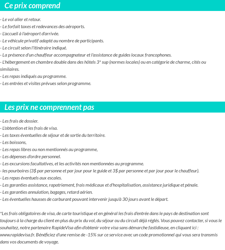 Conditions tarifaires