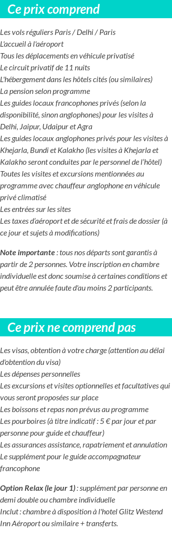 Conditions tarifaires