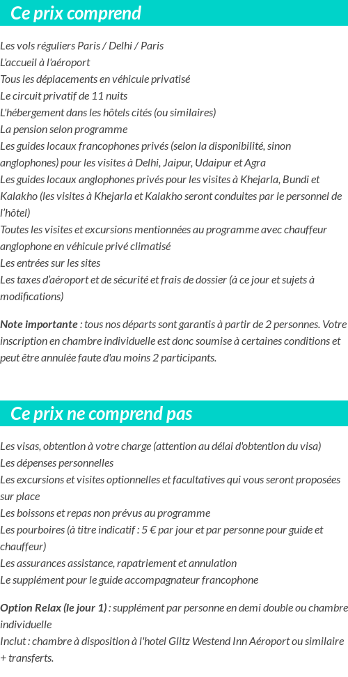 Conditions tarifaires