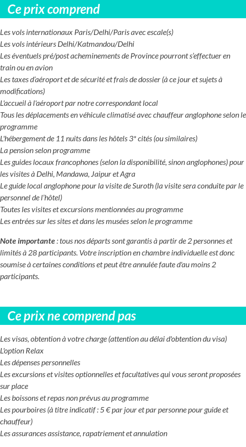 Conditions tarifaires