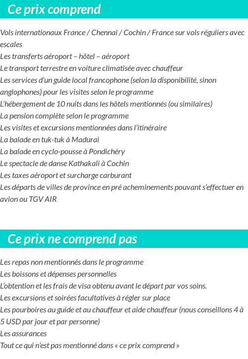 Conditions tarifaires