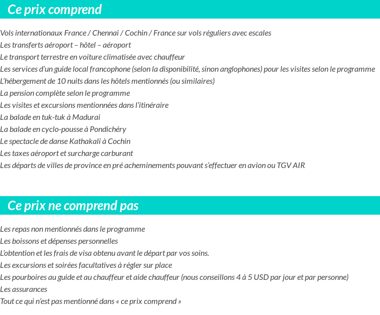 Conditions tarifaires