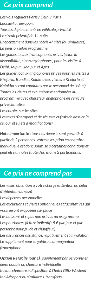 Conditions tarifaires