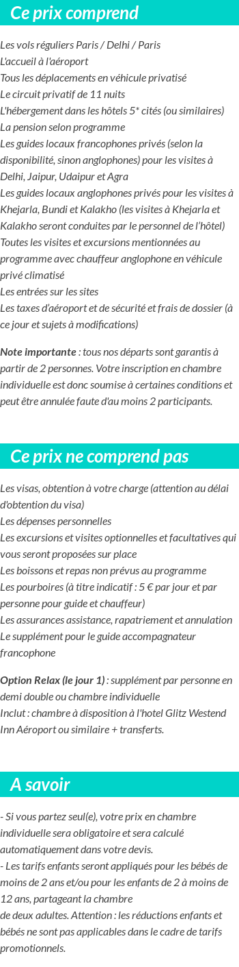 Conditions tarifaires