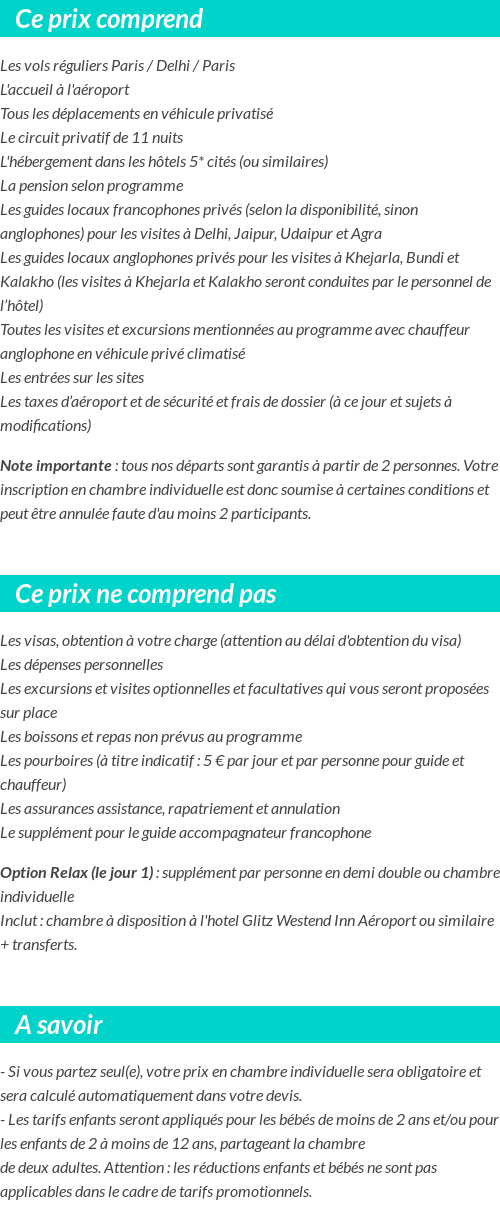 Conditions tarifaires