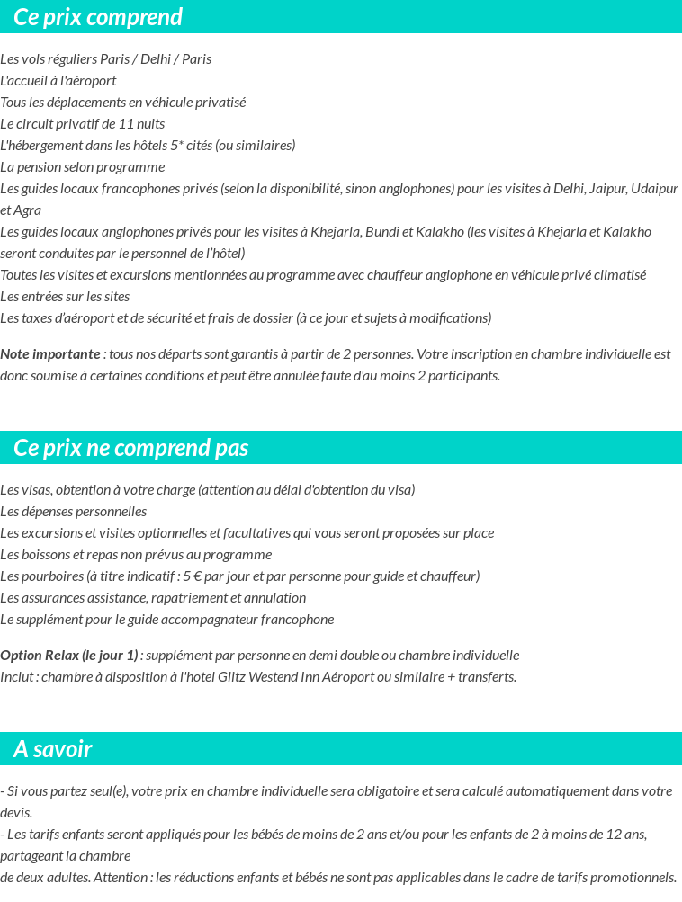 Conditions tarifaires