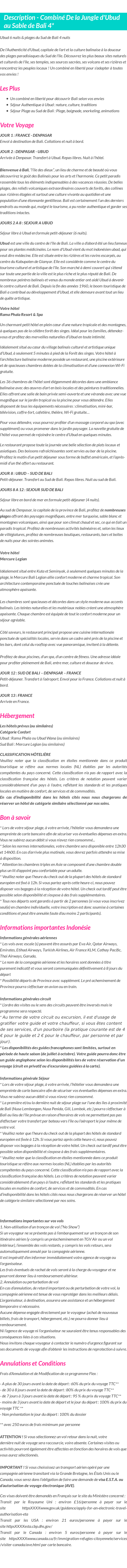 Détails du séjour