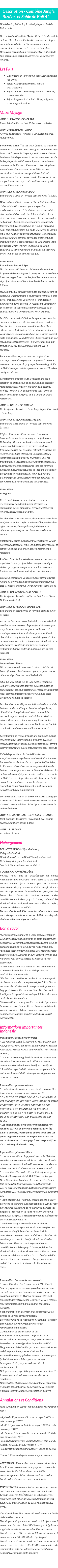 Détails du séjour