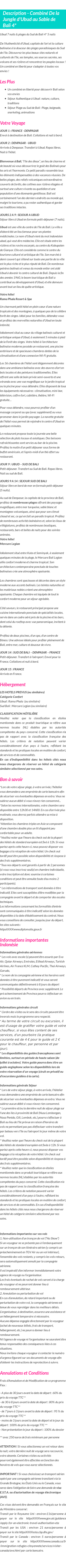 Détails du séjour