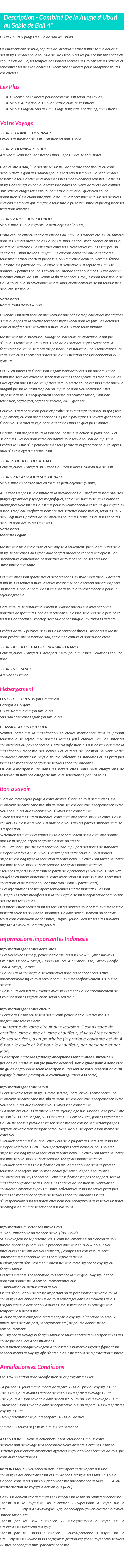 Détails du séjour