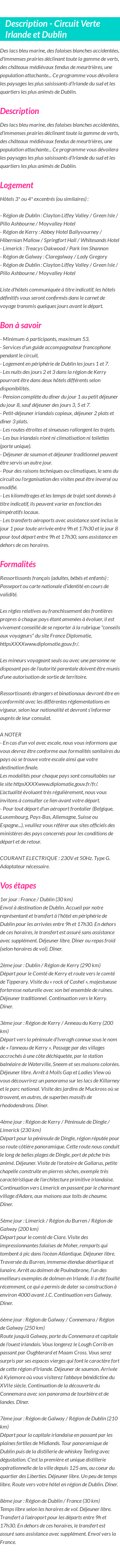 Détails du séjour