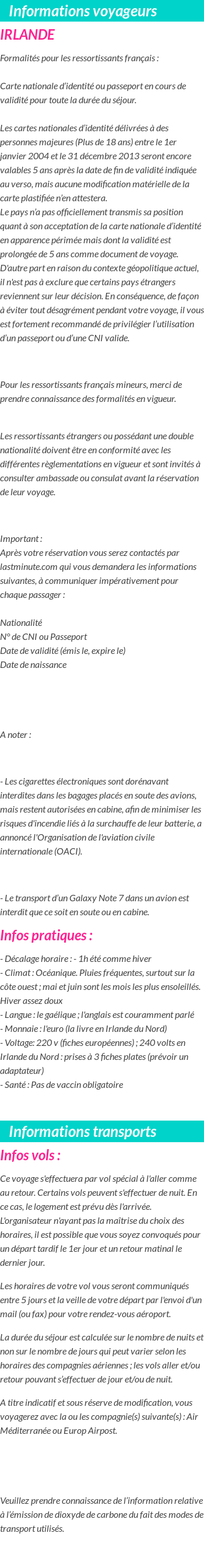 Formalités et infos voyageurs
