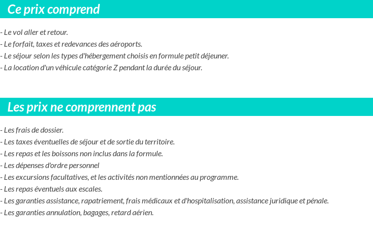 Conditions tarifaires
