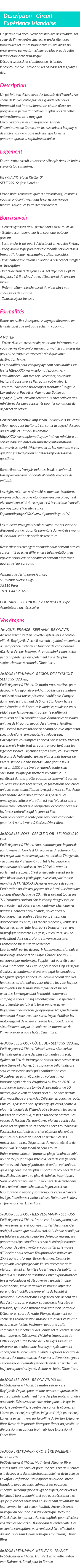 Détails du séjour