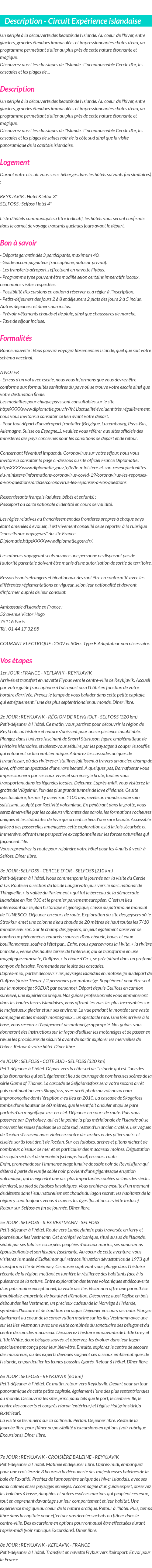 Détails du séjour
