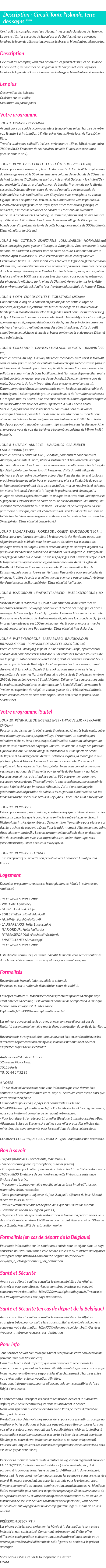 Détails du séjour