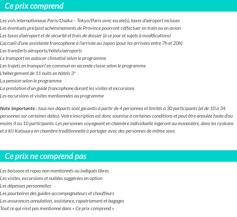 Conditions tarifaires