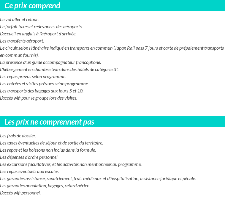 Conditions tarifaires