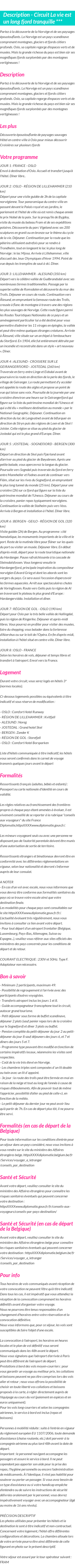 Détails du séjour