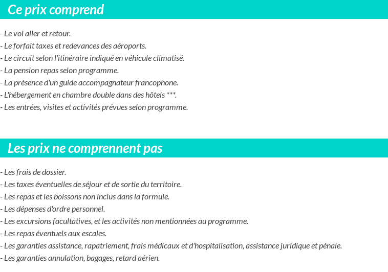 Conditions tarifaires