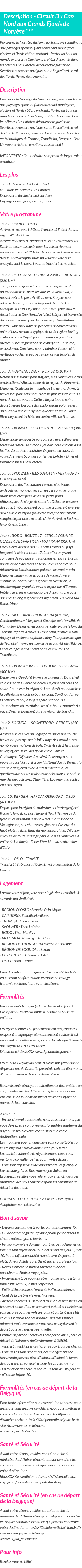 Détails du séjour