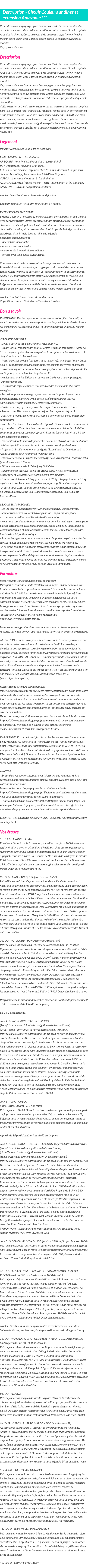 Détails du séjour