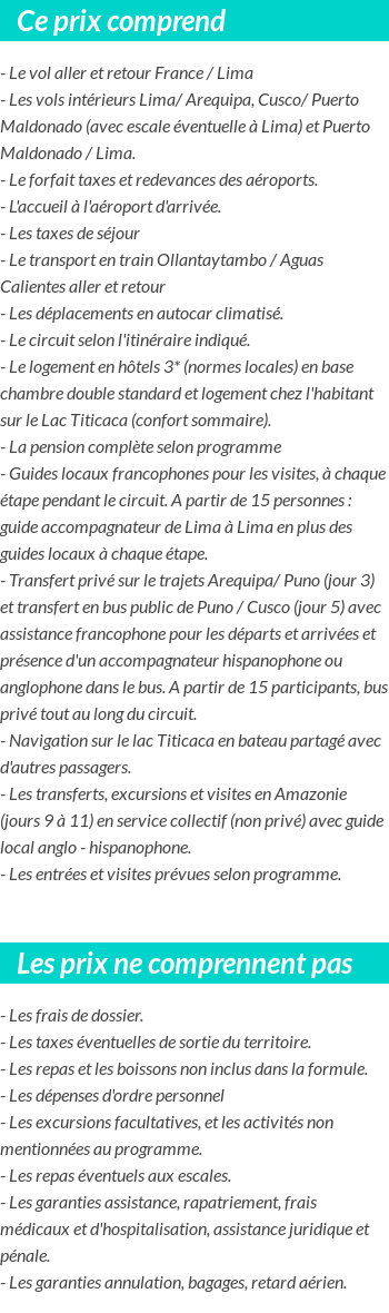 Conditions tarifaires