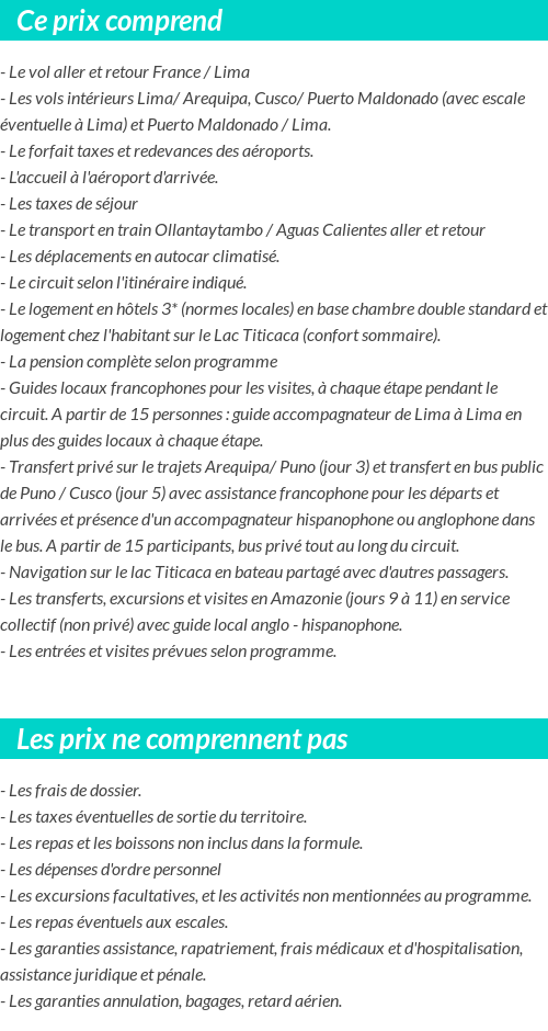Conditions tarifaires