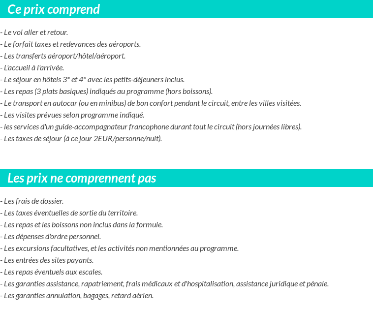 Conditions tarifaires