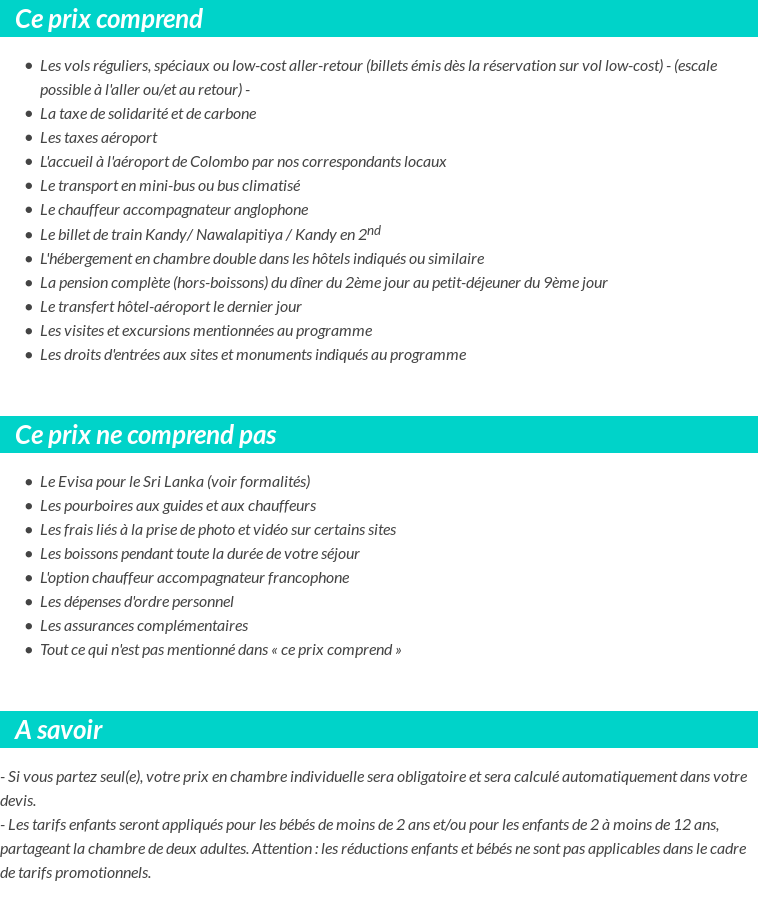 Conditions tarifaires