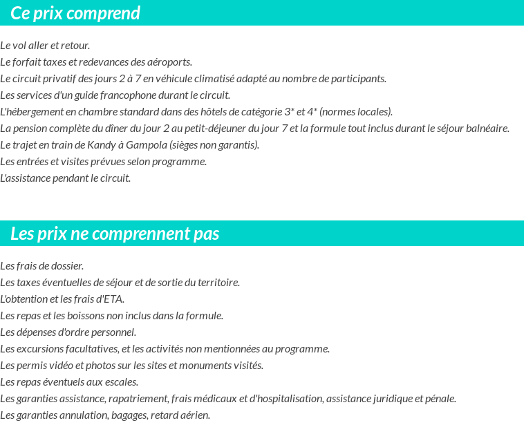 Conditions tarifaires