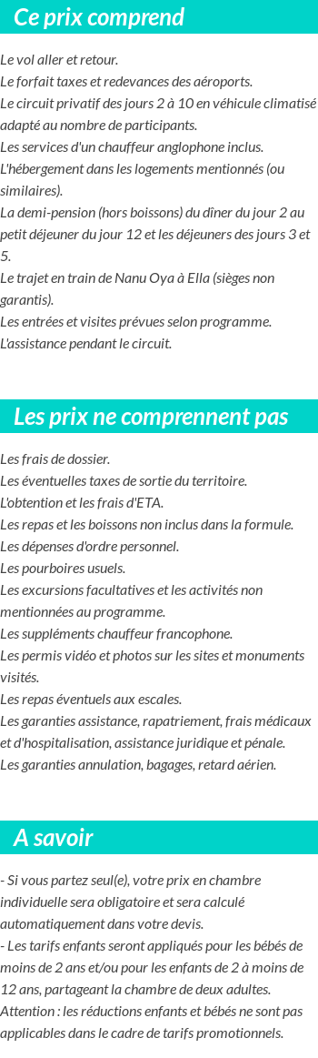 Conditions tarifaires