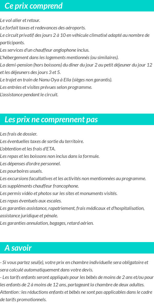 Conditions tarifaires