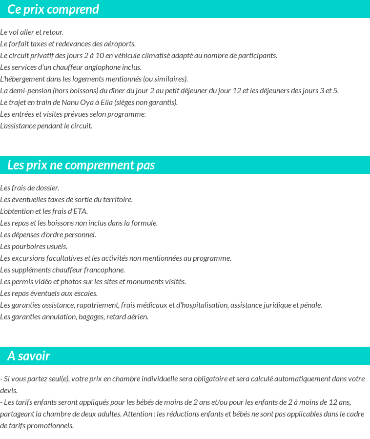 Conditions tarifaires