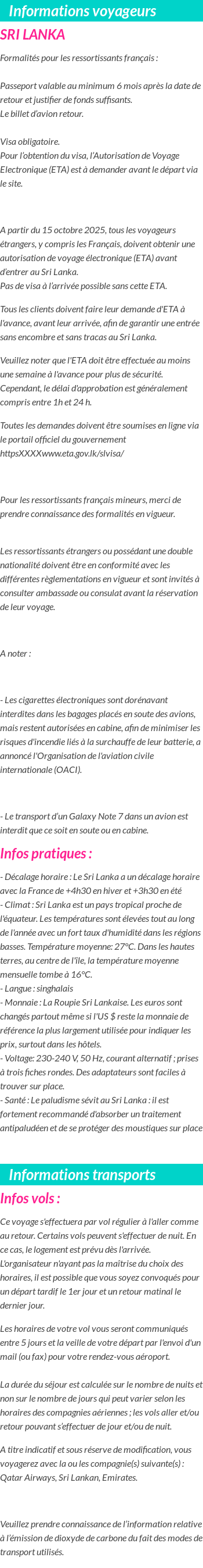Formalités et infos voyageurs